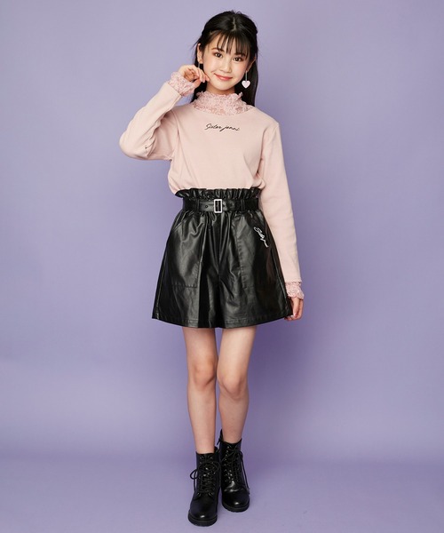 SISTER JENNI（SISTER JENNI）の「レースレイヤード風テレコトップス（Tシャツ/カットソー・キッズ・ブラック/ピンク/オフホワイト・160cm/140cm/150cm/130cm）」の13枚目の写真