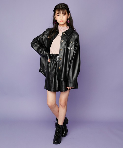 SISTER JENNI（SISTER JENNI）の「レースレイヤード風テレコトップス（Tシャツ/カットソー・キッズ・ブラック/ピンク/オフホワイト・160cm/140cm/150cm/130cm）」の6枚目の写真