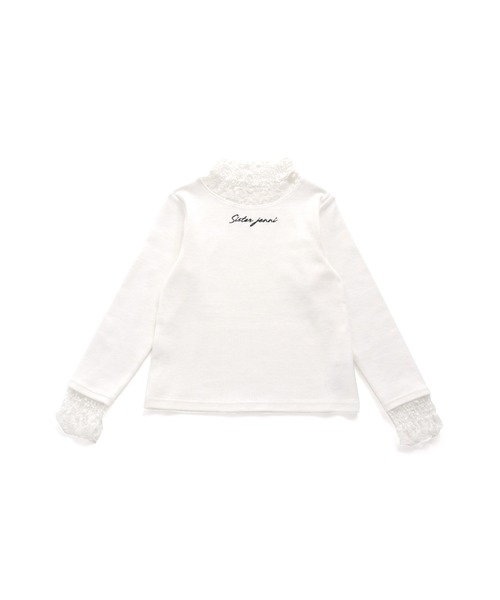 SISTER JENNI（SISTER JENNI）の「レースレイヤード風テレコトップス（Tシャツ/カットソー・キッズ・ブラック/ピンク/オフホワイト・160cm/140cm/150cm/130cm）」の4枚目の写真