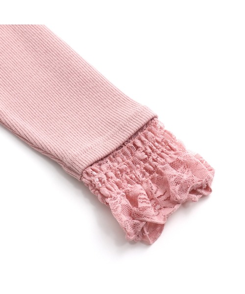 SISTER JENNI（SISTER JENNI）の「レースレイヤード風テレコトップス（Tシャツ/カットソー・キッズ・ブラック/ピンク/オフホワイト・160cm/140cm/150cm/130cm）」の5枚目の写真