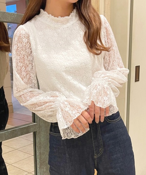 apres jour(アプレジュール)の「ハイネックレーストップス【ZOZOTOWN限定アイテム】(シャツ/ブラウス・レディース・アイボリー/ブラック/オフホワイト・フリー/X-LARGE)」の6枚目の写真