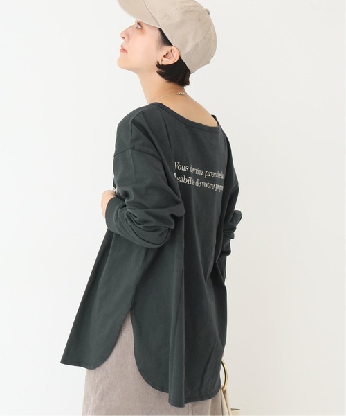 Spick & Span(スピックアンドスパン)の「NOIRE BLANC ロゴロングT◆(Tシャツ/カットソー・レディース・チャコールグレー/グレー/アイボリー・FREE)」の10枚目の写真