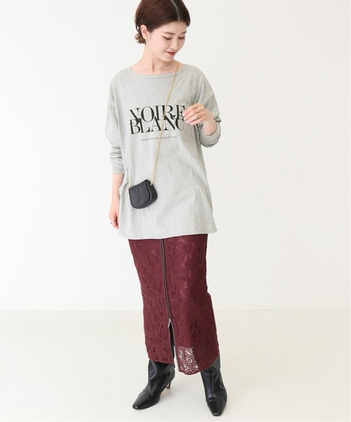 Spick & Span(スピックアンドスパン)の「NOIRE BLANC ロゴロングT◆(Tシャツ/カットソー・レディース・チャコールグレー/グレー/アイボリー・FREE)」の11枚目の写真