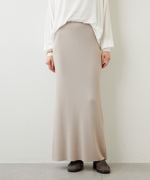 whim gazette☆ベージュ リブ編み ロングスカート　新品未使用 ウィムガゼット Whim Gazette リブニットスカート （lightbeige