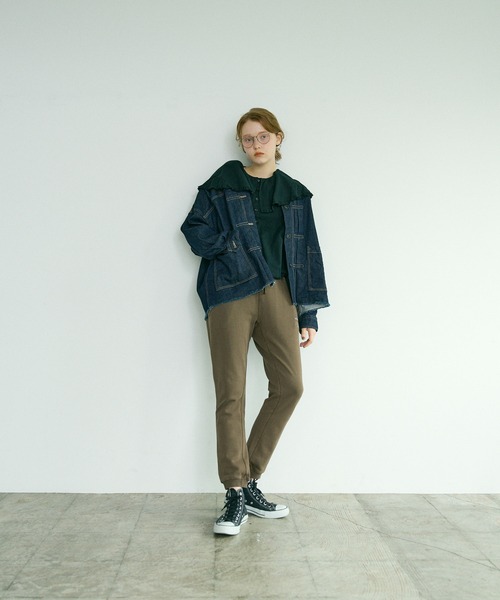 PUAL CE CIN（ピュアルセシン）の「オーガニックデニムジャケット（デニムジャケット・レディース・インディゴブルー/ナチュラル/ブラック/グレー・FREE）」の9枚目の写真