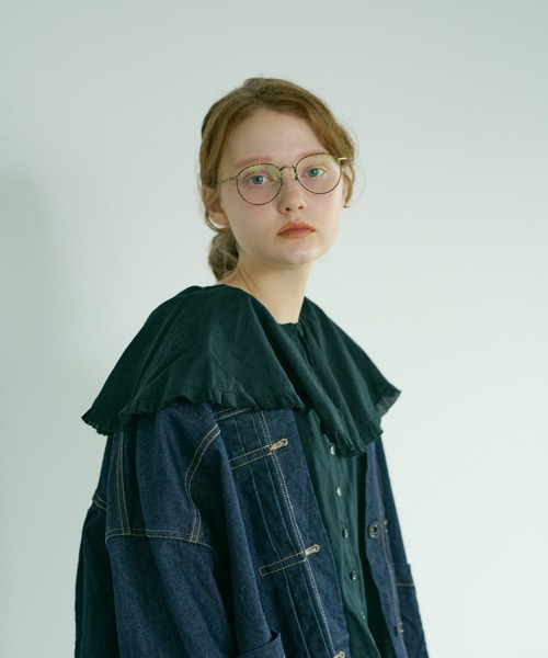 PUAL CE CIN（ピュアルセシン）の「オーガニックデニムジャケット（デニムジャケット・レディース・インディゴブルー/ナチュラル/ブラック/グレー・FREE）」の8枚目の写真