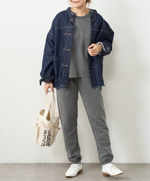 PUAL CE CIN（ピュアルセシン）の「オーガニックデニムジャケット（デニムジャケット・レディース・インディゴブルー/ナチュラル/ブラック/グレー・FREE）」の6枚目の写真