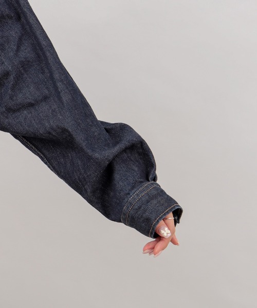 PUAL CE CIN（ピュアルセシン）の「オーガニックデニムジャケット（デニムジャケット・レディース・インディゴブルー/ナチュラル/ブラック/グレー・FREE）」の13枚目の写真