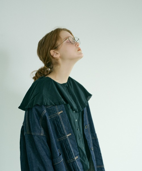 PUAL CE CIN（ピュアルセシン）の「オーガニックデニムジャケット（デニムジャケット・レディース・インディゴブルー/ナチュラル/ブラック/グレー・FREE）」の22枚目の写真