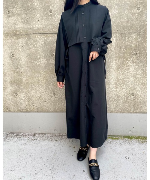 MLI'A（エムリア）の「レイヤーロングシャツ／ワンピース（ワンピース・レディース・グリーン/ブラック/ライトベージュ・M）」の16枚目の写真