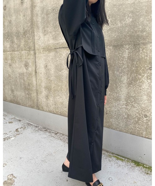 MLI'A（エムリア）の「レイヤーロングシャツ／ワンピース（ワンピース・レディース・グリーン/ブラック/ライトベージュ・M）」の8枚目の写真