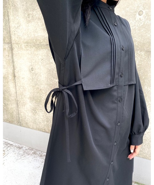 MLI'A（エムリア）の「レイヤーロングシャツ／ワンピース（ワンピース・レディース・グリーン/ブラック/ライトベージュ・M）」の9枚目の写真