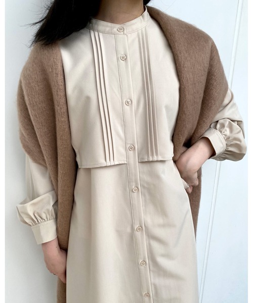 MLI'A（エムリア）の「レイヤーロングシャツ／ワンピース（ワンピース・レディース・グリーン/ブラック/ライトベージュ・M）」の14枚目の写真