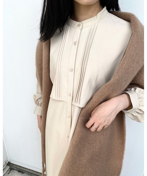 MLI'A（エムリア）の「レイヤーロングシャツ／ワンピース（ワンピース・レディース・グリーン/ブラック/ライトベージュ・M）」の10枚目の写真