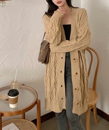 ゆったりロング編みのカーディガン