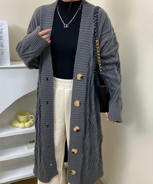 MAISON DE THERESE(メゾン ド テレーズ)の「ゆったりロング編みのカーディガン(カーディガン/ボレロ・レディース・ネイビー/ベージュ/グレー/ブラウン/アイボリー・FREE)」の13枚目の写真
