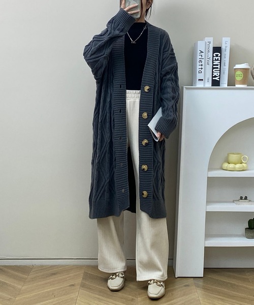 MAISON DE THERESE(メゾン ド テレーズ)の「ゆったりロング編みのカーディガン(カーディガン/ボレロ・レディース・ネイビー/ベージュ/グレー/ブラウン/アイボリー・FREE)」の6枚目の写真