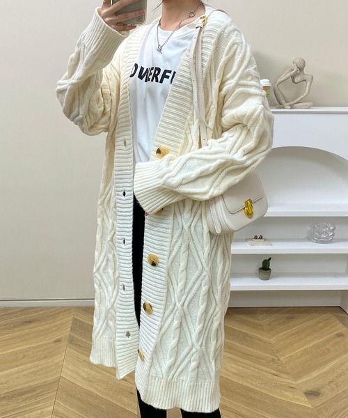 MAISON DE THERESE(メゾン ド テレーズ)の「ゆったりロング編みのカーディガン(カーディガン/ボレロ・レディース・ネイビー/ベージュ/グレー/ブラウン/アイボリー・FREE)」の16枚目の写真