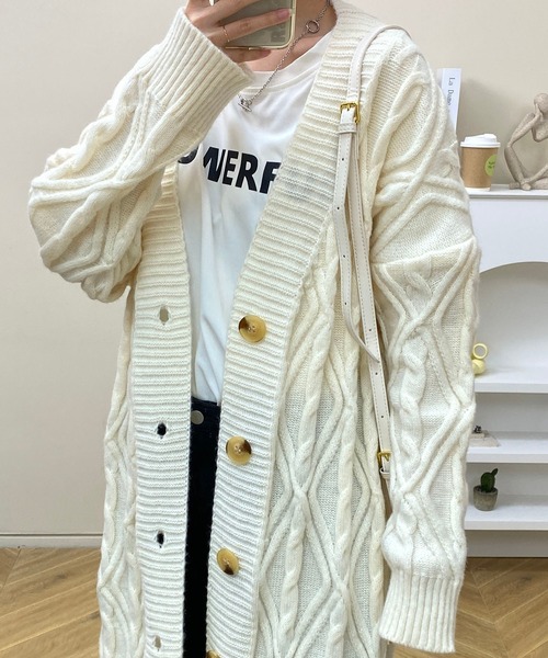 MAISON DE THERESE(メゾン ド テレーズ)の「ゆったりロング編みのカーディガン(カーディガン/ボレロ・レディース・ネイビー/ベージュ/グレー/ブラウン/アイボリー・FREE)」の17枚目の写真