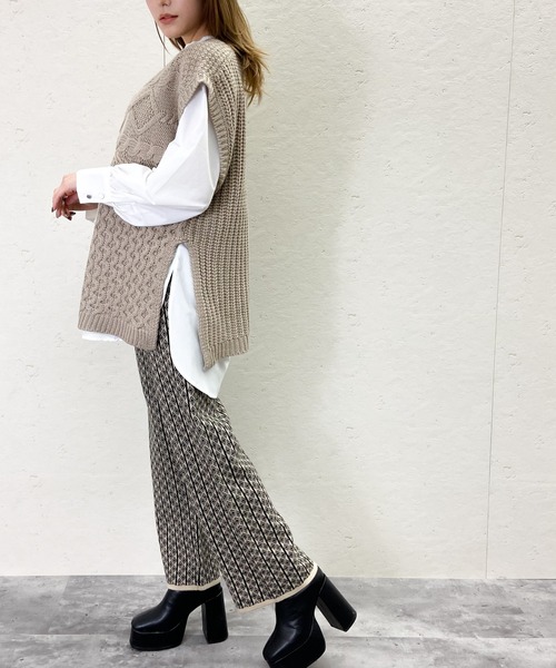 Per sist ence(パーシエンス)の「Per sist ence/パーシエンス ジャカードニットパンツ(その他パンツ・レディース・ベージュ/ブラック/ブラウン・FREE)」の10枚目の写真