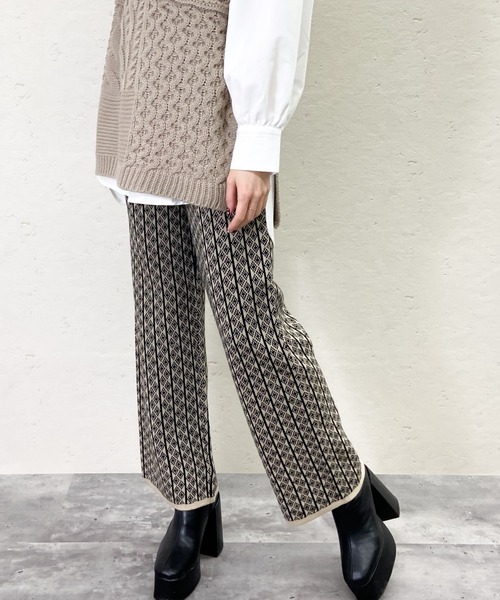 Per sist ence(パーシエンス)の「Per sist ence/パーシエンス ジャカードニットパンツ(その他パンツ・レディース・ベージュ/ブラック/ブラウン・FREE)」の11枚目の写真