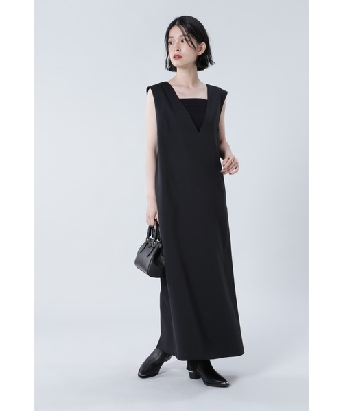 ROSE BUD（ローズバッド）の「Vネックジャンパースカート（ワンピース・レディース・ブラック/ピンク・FREE）」の5枚目の写真