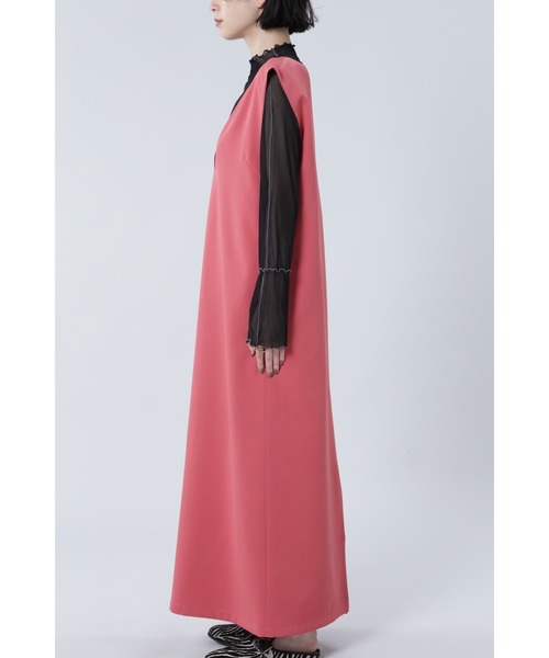 ROSE BUD（ローズバッド）の「Vネックジャンパースカート（ワンピース・レディース・ブラック/ピンク・FREE）」の10枚目の写真