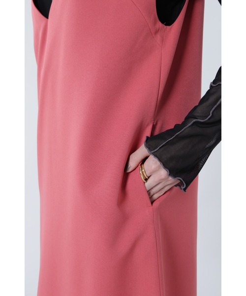 ROSE BUD（ローズバッド）の「Vネックジャンパースカート（ワンピース・レディース・ブラック/ピンク・FREE）」の13枚目の写真