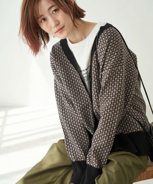 ROPE' PICNIC（ロペピクニック）の「【セットアップ対応】【アンチピリング】ジャガードカーディガン（カーディガン/ボレロ・レディース・グレー系その他/イエロー系その他3・38）」の2枚目の写真