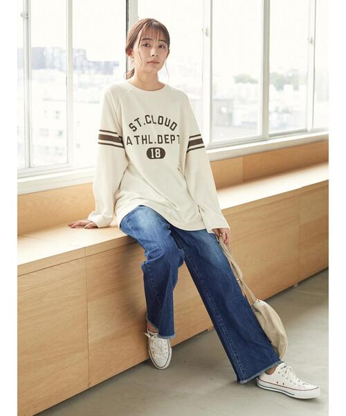 SEVENDAYS=SUNDAY（セブンデイズサンデイ）の「裏毛ラグランプリントロンTEE　＊（Tシャツ/カットソー・レディース・パープル/ネイビー/オフホワイト/ブラウン/アイボリー/イエロー・M/L）」の20枚目の写真