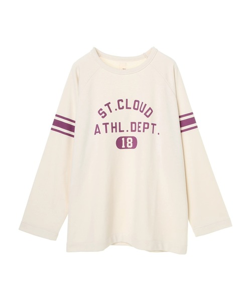 SEVENDAYS=SUNDAY（セブンデイズサンデイ）の「裏毛ラグランプリントロンTEE　＊（Tシャツ/カットソー・レディース・パープル/ネイビー/オフホワイト/ブラウン/アイボリー/イエロー・M/L）」の5枚目の写真