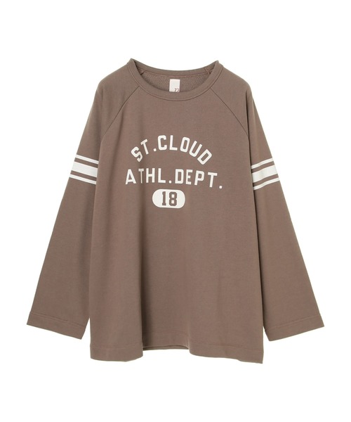 SEVENDAYS=SUNDAY（セブンデイズサンデイ）の「裏毛ラグランプリントロンTEE　＊（Tシャツ/カットソー・レディース・パープル/ネイビー/オフホワイト/ブラウン/アイボリー/イエロー・M/L）」の3枚目の写真