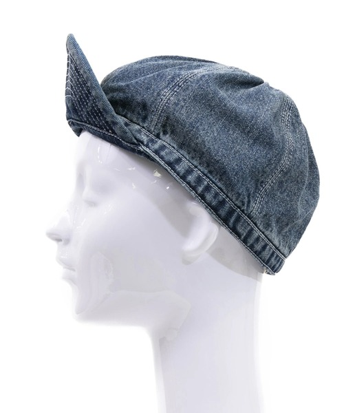 HOUSTON（ヒューストン）の「HOUSTON/ヒューストン　DENIM ARMY CAP（キャップ・メンズ・インディゴブルー/ダークインディゴブルー・FREE）」の5枚目の写真
