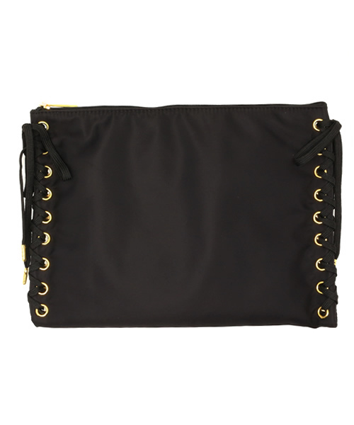 WEGO（ウィゴー）の「WEGO/レースアップクラッチバッグ（クラッチバッグ・レディース・ブラック/カーキ・FREE）」の2枚目の写真