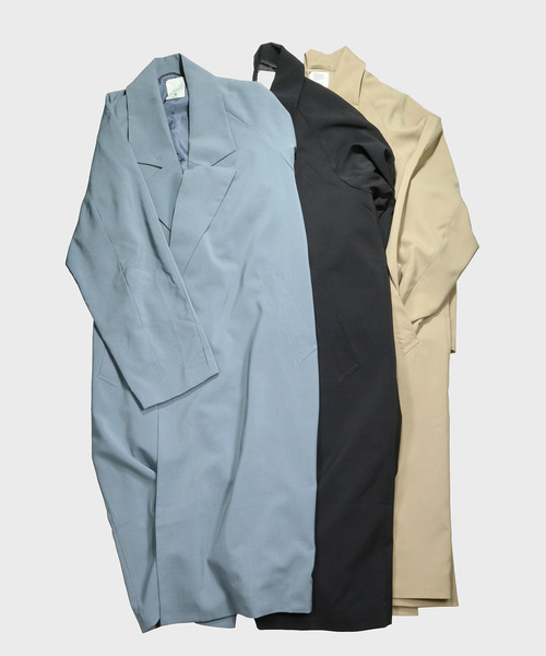 NIDO（ニド）の「ビッグラベルコート（ステンカラーコート・メンズ・ライトブルー/ブラック/ベージュ・M/L）」の9枚目の写真