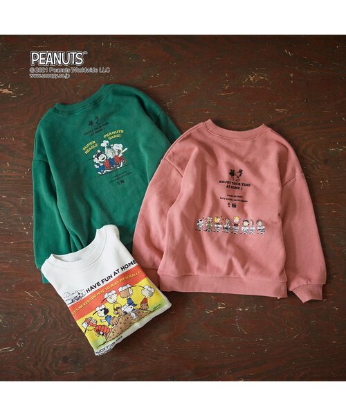 PEANUTS(ピーナッツ)の「PEANUTS 3柄モチーフトレーナー(スヌーピー)(スウェット・キッズ・グリーン/ピンク/オフホワイト・110/80/90/100/120/130)」の5枚目の写真