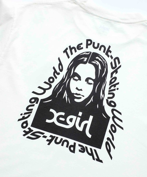 X-girl（エックスガール）の「MESSAGE FACE L/S TEE（Tシャツ/カットソー・レディース・ホワイト/ブラック/ピンク/ライトグリーン・S/M/L/XL）」の6枚目の写真