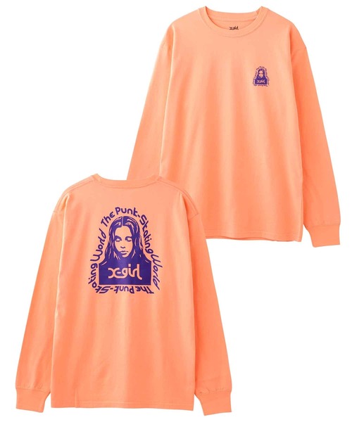 X-girl（エックスガール）の「MESSAGE FACE L/S TEE（Tシャツ/カットソー・レディース・ホワイト/ブラック/ピンク/ライトグリーン・S/M/L/XL）」の13枚目の写真