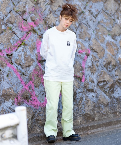 X-girl（エックスガール）の「MESSAGE FACE L/S TEE（Tシャツ/カットソー・レディース・ホワイト/ブラック/ピンク/ライトグリーン・S/M/L/XL）」の9枚目の写真