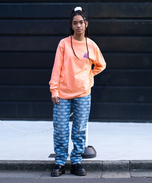 X-girl（エックスガール）の「MESSAGE FACE L/S TEE（Tシャツ/カットソー・レディース・ホワイト/ブラック/ピンク/ライトグリーン・S/M/L/XL）」の12枚目の写真