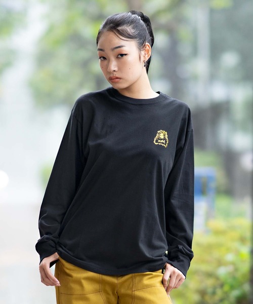 X-girl（エックスガール）の「MESSAGE FACE L/S TEE（Tシャツ/カットソー・レディース・ホワイト/ブラック/ピンク/ライトグリーン・S/M/L/XL）」の19枚目の写真