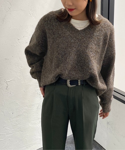 apres jour mignon(アプレジュールミニョン)の「ミックスブークレーニット【ZOZOTOWN限定アイテム】(ニット/セーター・レディース・パープル/ブルー/ブラウン系その他・X-LARGE/フリー)」の2枚目の写真