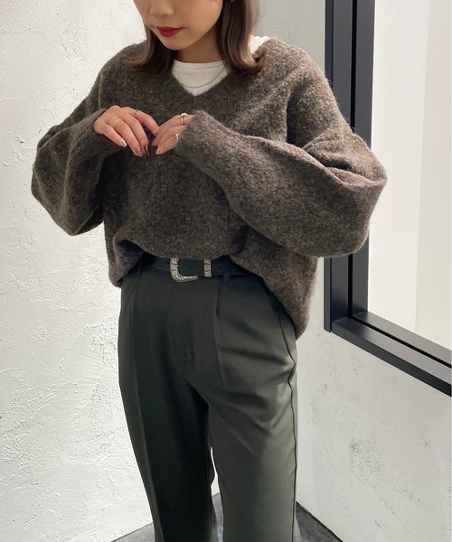 apres jour mignon(アプレジュールミニョン)の「ミックスブークレーニット【ZOZOTOWN限定アイテム】(ニット/セーター・レディース・パープル/ブルー/ブラウン系その他・X-LARGE/フリー)」の9枚目の写真