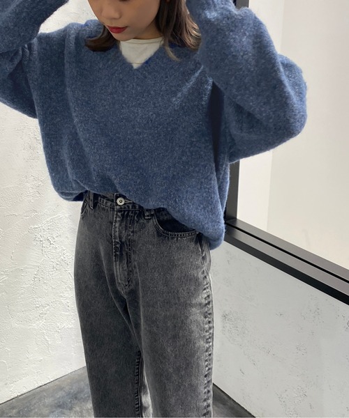 apres jour mignon(アプレジュールミニョン)の「ミックスブークレーニット【ZOZOTOWN限定アイテム】(ニット/セーター・レディース・パープル/ブルー/ブラウン系その他・X-LARGE/フリー)」の5枚目の写真