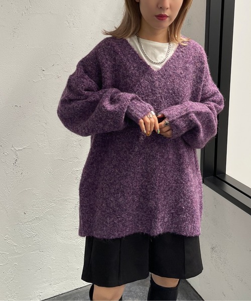 apres jour mignon(アプレジュールミニョン)の「ミックスブークレーニット【ZOZOTOWN限定アイテム】(ニット/セーター・レディース・パープル/ブルー/ブラウン系その他・X-LARGE/フリー)」の8枚目の写真