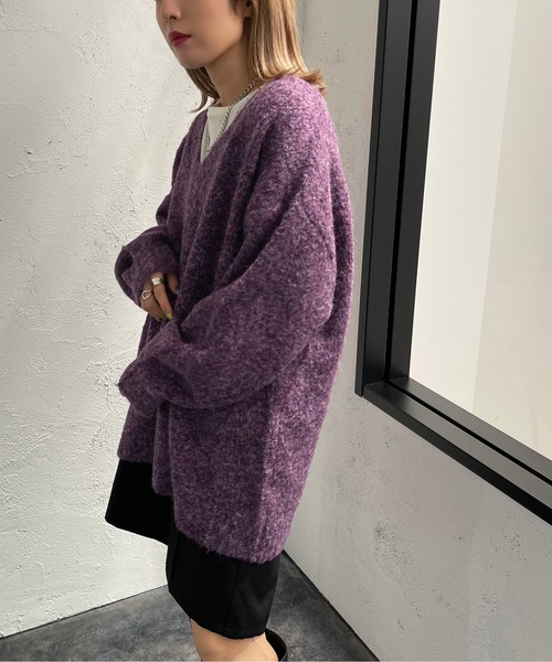 apres jour mignon(アプレジュールミニョン)の「ミックスブークレーニット【ZOZOTOWN限定アイテム】(ニット/セーター・レディース・パープル/ブルー/ブラウン系その他・X-LARGE/フリー)」の18枚目の写真