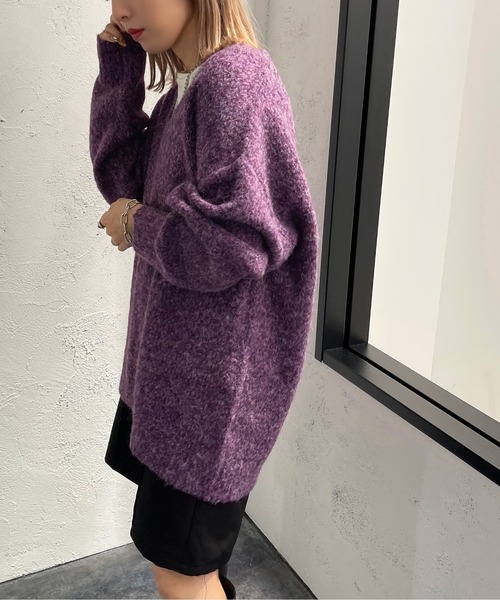 apres jour mignon(アプレジュールミニョン)の「ミックスブークレーニット【ZOZOTOWN限定アイテム】(ニット/セーター・レディース・パープル/ブルー/ブラウン系その他・X-LARGE/フリー)」の6枚目の写真