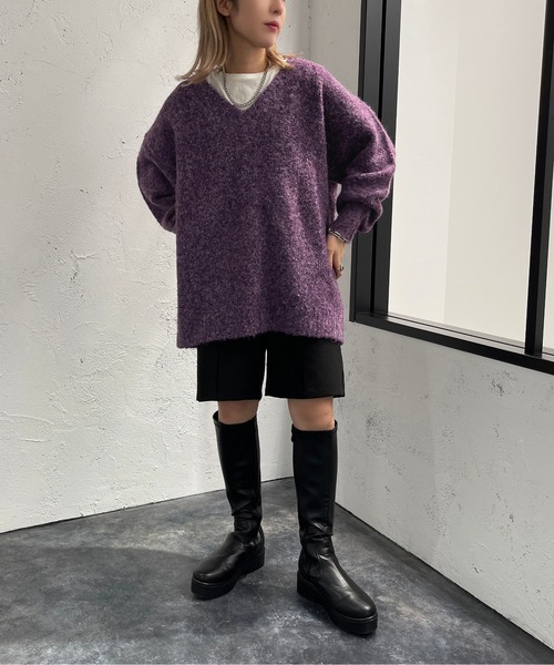 apres jour mignon(アプレジュールミニョン)の「ミックスブークレーニット【ZOZOTOWN限定アイテム】(ニット/セーター・レディース・パープル/ブルー/ブラウン系その他・X-LARGE/フリー)」の16枚目の写真