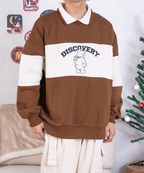 PairPair(ペアペア)の「バイカラーポロプルオーバー(ユニセックス)(スウェット・レディース・ブラウン/ブルー・MEDIUM/LARGE)」の21枚目の写真