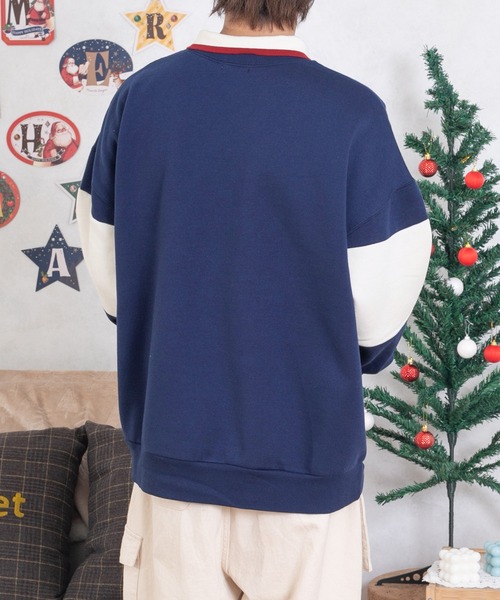 PairPair(ペアペア)の「バイカラーポロプルオーバー(ユニセックス)(スウェット・レディース・ブラウン/ブルー・MEDIUM/LARGE)」の12枚目の写真